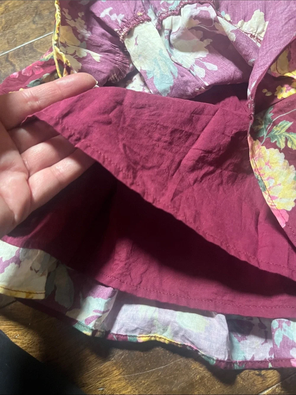 Janie and Jack Maroon and Yellow Floral Smocked Tiered Dress, size 12-18 months